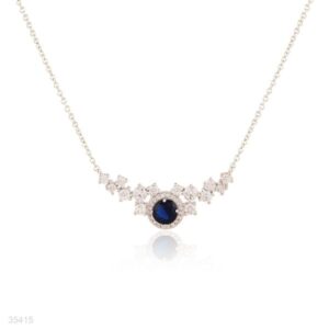 Gorgeous Round Blue Stone Pendant – Elegant Minimal Necklace for Women